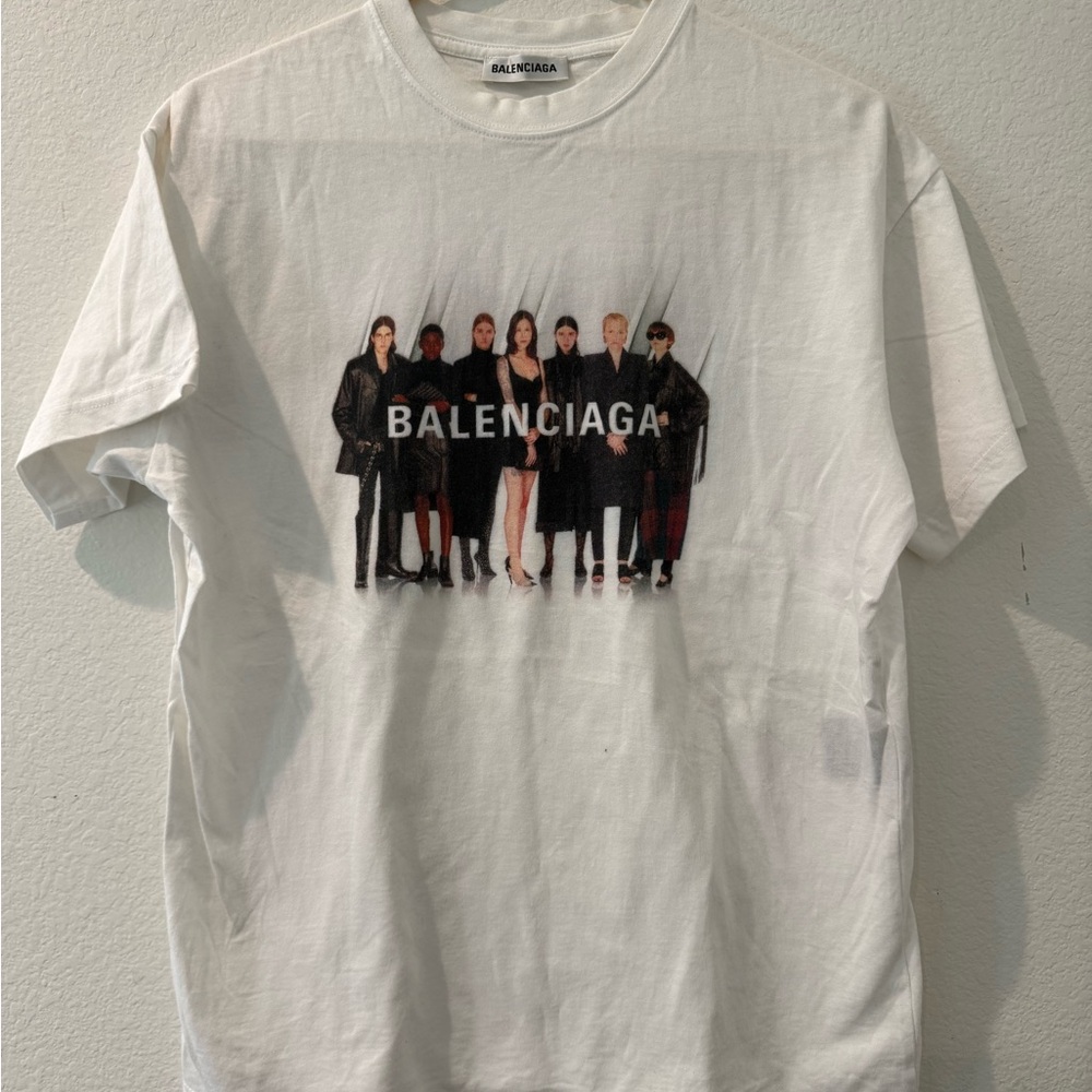 Balenciaga White Short Sleeve Graphic Tee